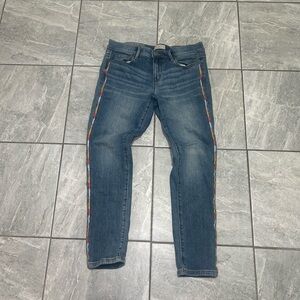 LOFT Rainbow Side Stripe Jeans Women’s Size 2 Blue Denim Skinny